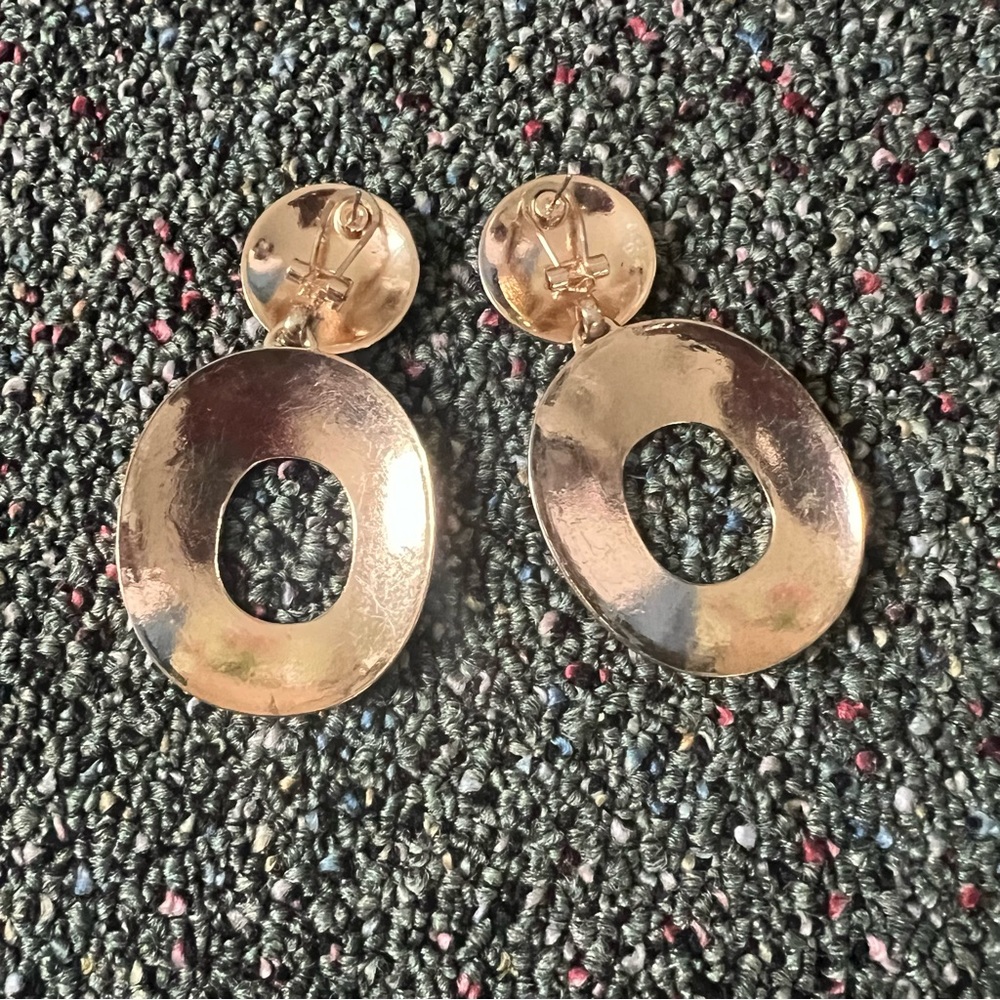 ZARA Off-White Cream & Colorful Gemstone Oval Dangle Statement Earrings Jewelry - Picture 6 of 12